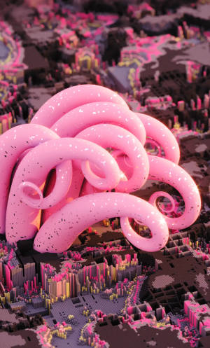 Pink 3d Iphone Tentacles Wallpaper