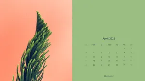 Pink And Green April 2022 Calendar Wallpaper