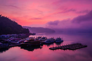 Pink And Purple Cloud Aesthetic Shore Wallpaper