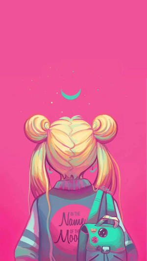 Pink Backdrop Sailor Moon Iphone Wallpaper