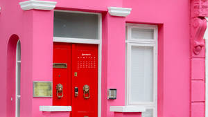 Pink Building January 2022 Calendar Wallpaper