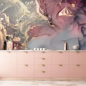 Pink Cabinet Gold Marble Wallpaper