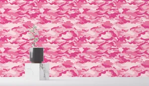 Pink Camo With A Potted Plant Wallpaper