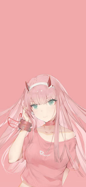 Pink Cute Zero Two Phone Wallpaper