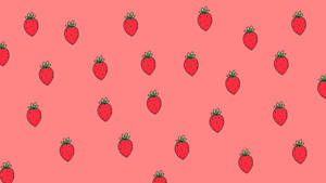 Pink Digital Drawing Strawberry Desktop Wallpaper