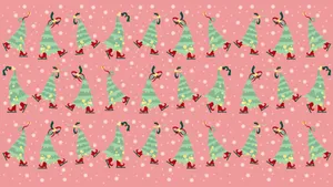 Pink Festive Christmas Trees Digital Art Wallpaper
