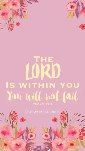 Pink Girly Bible Verse With Flowers Wallpaper