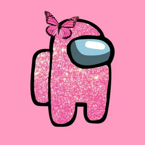 Pink Glittery Butterfly Pin Cute Among Us Wallpaper