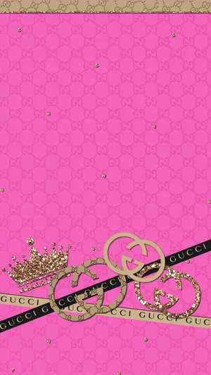 Pink Gucci Glitter Crown Wallpaper Wallpaper