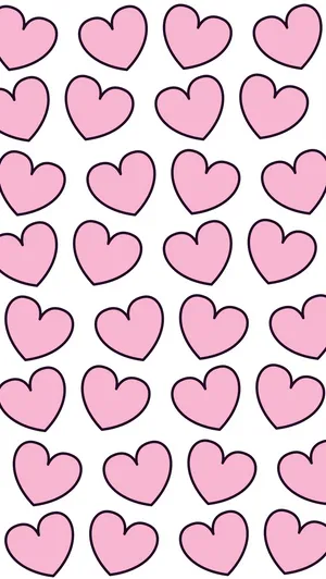 Pink Hearts On A White Background Wallpaper