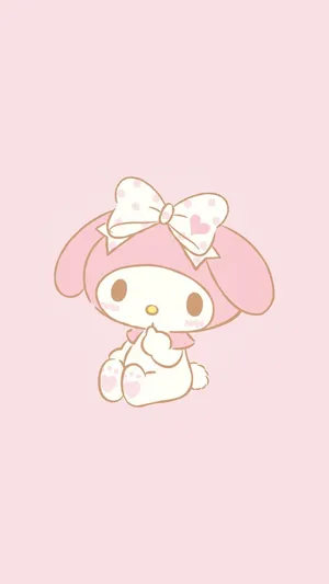 Pink Kawaii Sitting My Melody Wallpaper