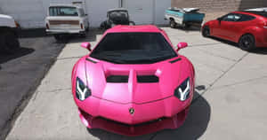 Pink Lamborghini Aventador Outdoor Parking Wallpaper