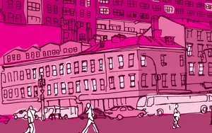 Pink Laptop Cartoon Wallpaper