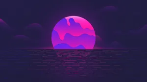 Pink Moon Melting Setting Wallpaper