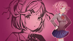 Pink Natsuki Art Doki Doki Literature Club Wallpaper