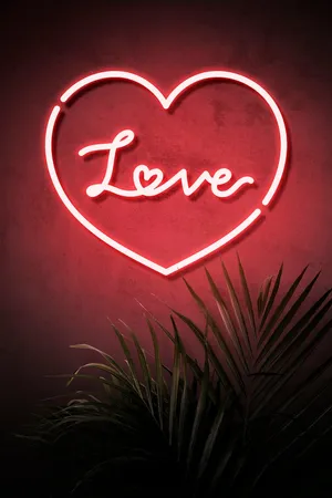 Pink Neon Heart Light With Love Text Digital Illustration Wallpaper
