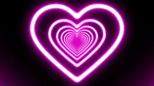 Pink Neon Hearts Light Tunnel Digital Illustration Wallpaper