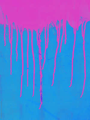 Pink Paint Drip Over Blue Wallpaper