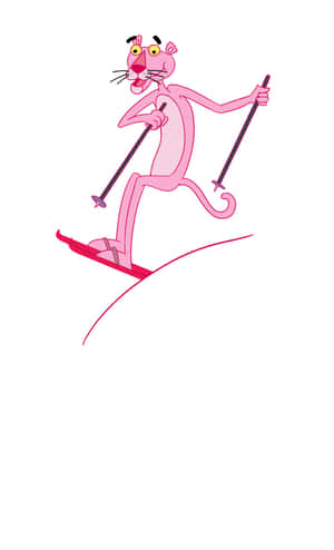 Pink Panther Skiing Illustration Wallpaper