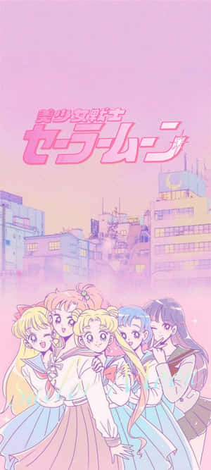 Pink Sailor Moon Group Artwork Wallpaper