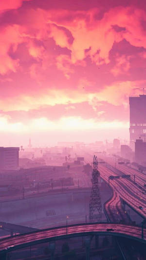 Pink Sky City Gta 5 Phone Wallpaper