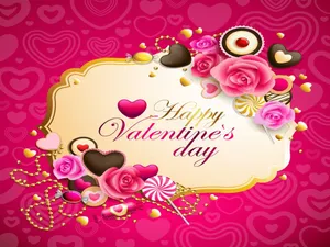 Pink Valentine Day Greetings Wallpaper