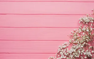 Pink Wooden Wall With Flowers And White Lilies Wallpaper