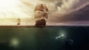 Pirate Ships Above Anglerfish Wallpaper