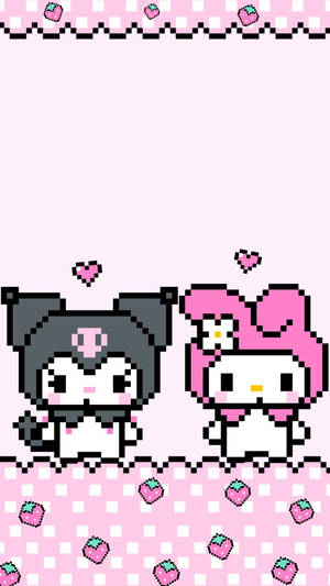 Pixelated My Melody Kuromi Wallpaper