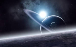 Planet Saturn And Stars Wallpaper