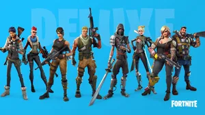 Player Ready For Action In Fortnite Game On Laptop Wallpaper