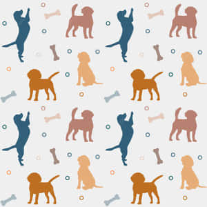 Playful Aesthetic Dogs Pattern Wallpaper