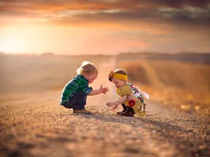 Playing Children In The Sand Wallpaper