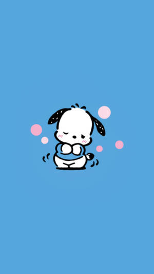 Pochacco Blushing In Blue Shirt Wallpaper