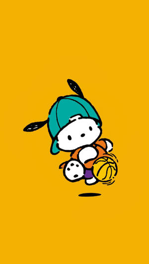 Pochacco Dribbling Yellow Ball Wallpaper