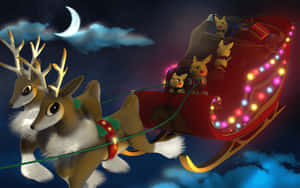 Pokémon Christmas In Sleigh With Reindeer Wallpaper
