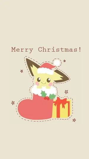 Pokémon Christmas Pichu With Gift Wallpaper