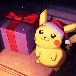 Pokémon Christmas Pikachu With Christmas Gift Wallpaper