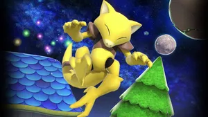 Pokémon Christmas Tree With Abra Wallpaper