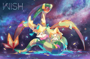 Pokémon Jirachi And Libegon Wallpaper