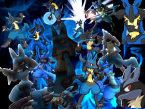 Pokemon Lucario Collage Of Moves Wallpaper