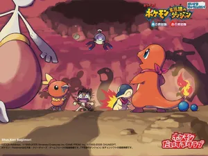 Pokemon Mystery Dungeon With Scared Meowth Wallpaper