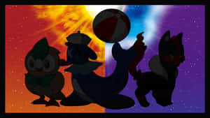 Pokemon Sun And Moon Starters Silhouette Wallpaper