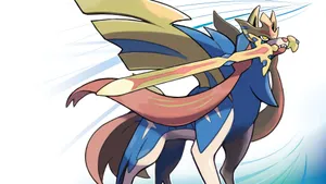 Pokemon Zacian With Sword Side View Wallpaper
