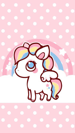 Polka Dot Rainbow Unicorn Wallpaper