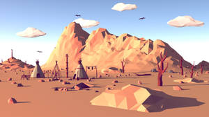 Polygon Art Desert Camp Wallpaper