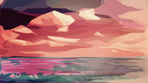 Polygon Art Pink Skies Wallpaper