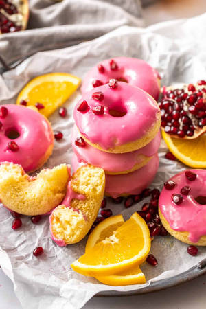 Pomegranate Pink Donuts Wallpaper