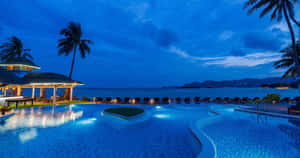 Pool Resort Beach Nighttime Wallpaper