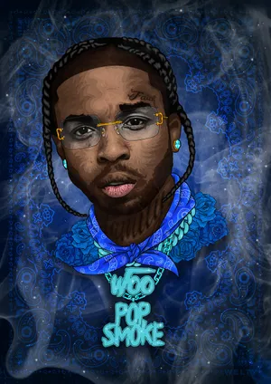 Pop Smoke Blue Art Wallpaper